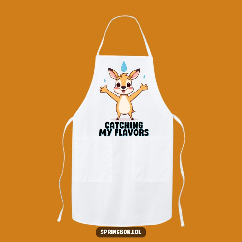 Funny Springbok Raindrop Apron: Happy Catch Chef Gift