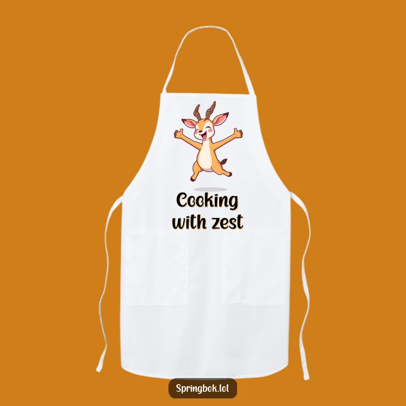 Funny Kawaii Springbok Jump Apron - Chef Springbok's Joyful Kitchen Wear