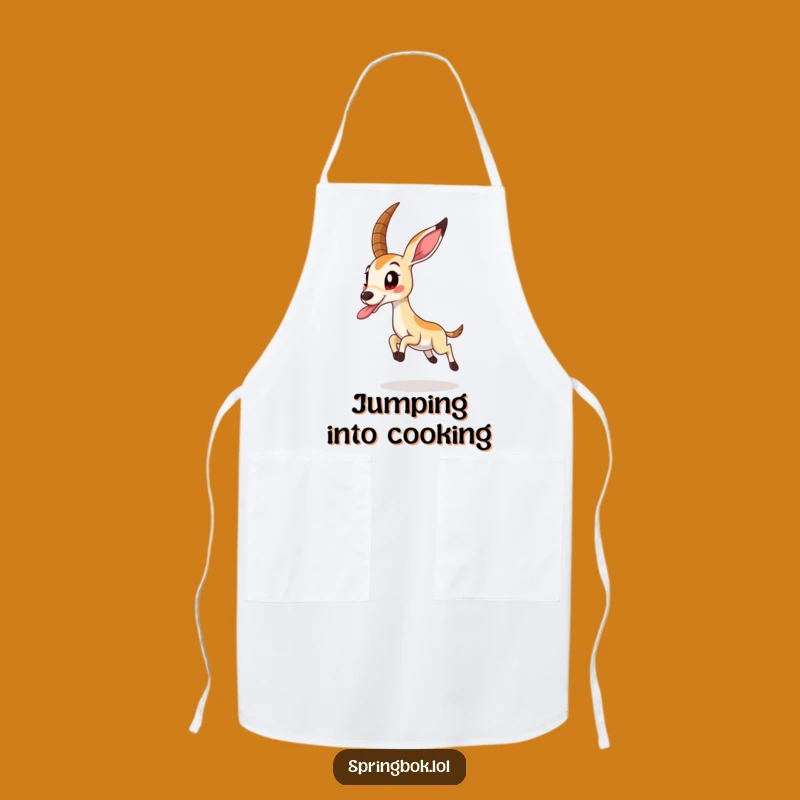 Funny Springbok Tongue Out Apron: Cook with Playful Spirit