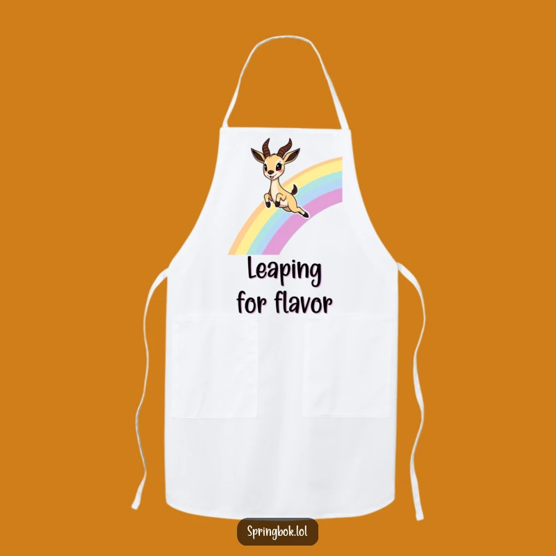 Funny Springbok Rainbow Apron: Whimsical Kitchen Wear, Charming Funny Gift