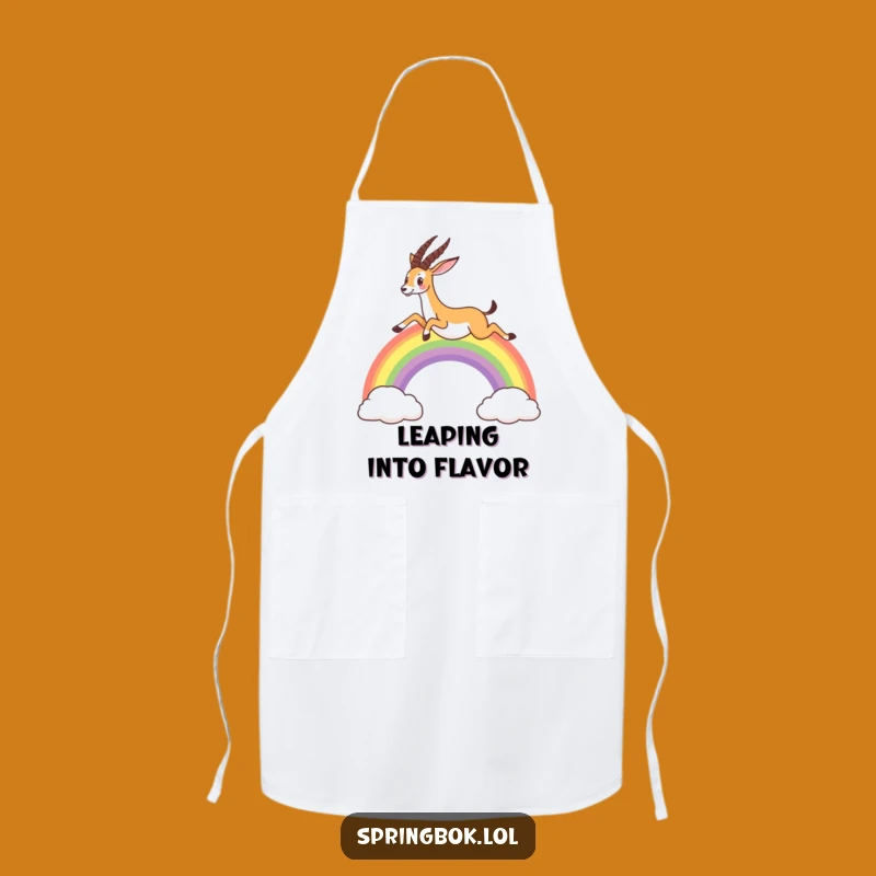 Funny Springbok Rainbow Apron: Cook Up Smiles with This Joyful Kitchen Accessory
