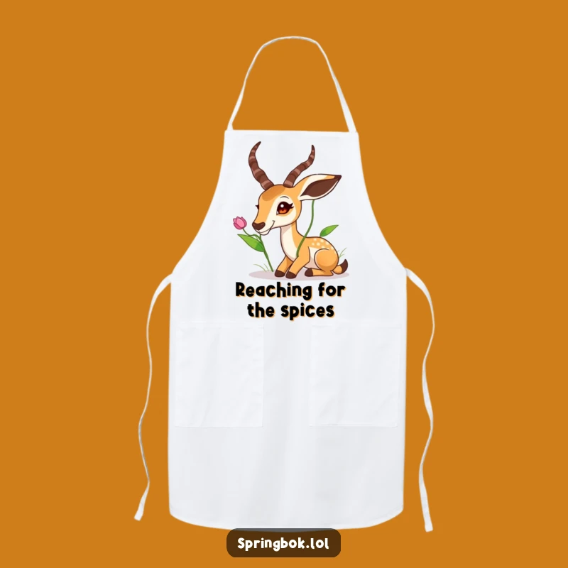 Funny Springbok Stretching High Leaf Apron - Comical Chef's Kitchen Wear