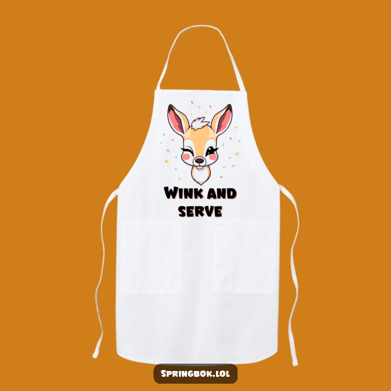 Funny Winking Springbok Apron: Cook Up Fun at Your Next Party!