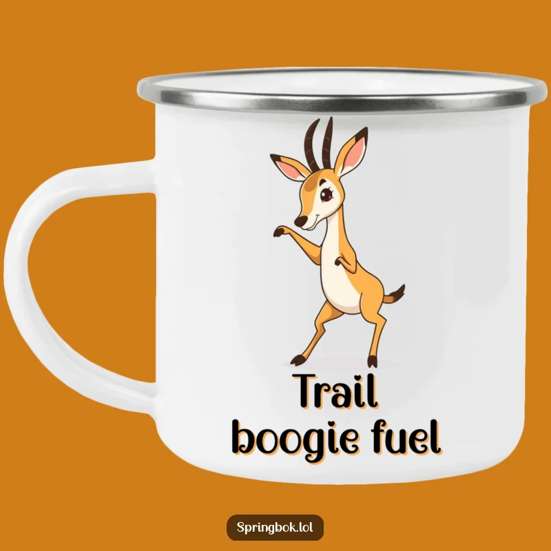 Funny Springbok Camping Mug: Enjoy Your Brews with Hilarious Animal Dance Adventures
