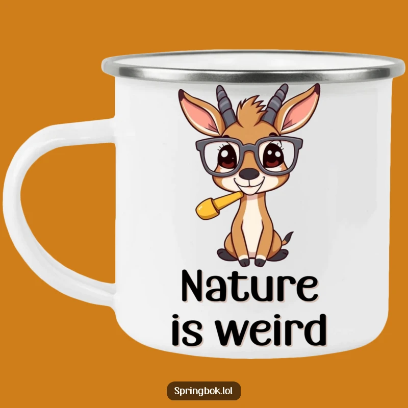 Funny Springbok Glasses Camping Mug: Adventure Fuel for Laughs