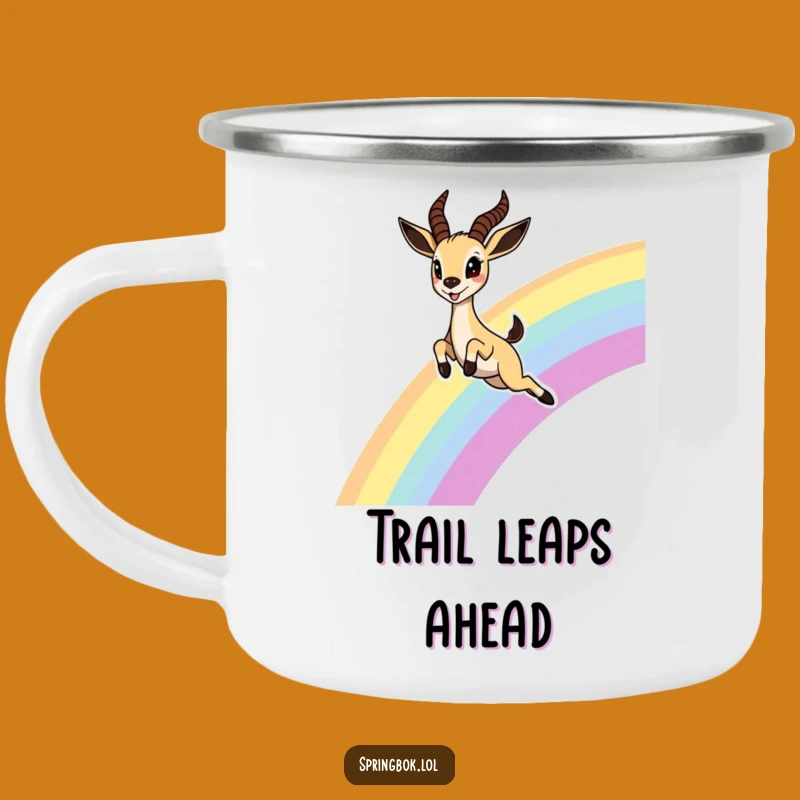 Funny Springbok Rainbow Camping Mug: Whimsical Campfire Mug, Great Funny Gift