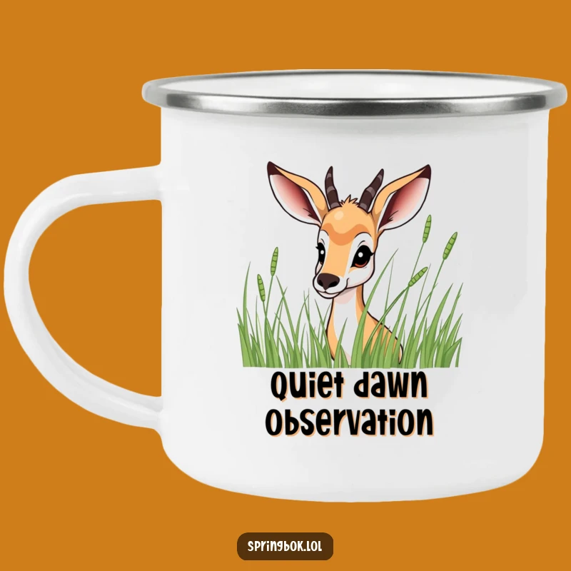 Funny Springbok Camping Mug: Peeking Grass Adventure, Durable & Hilarious, Great Funny Gift!
