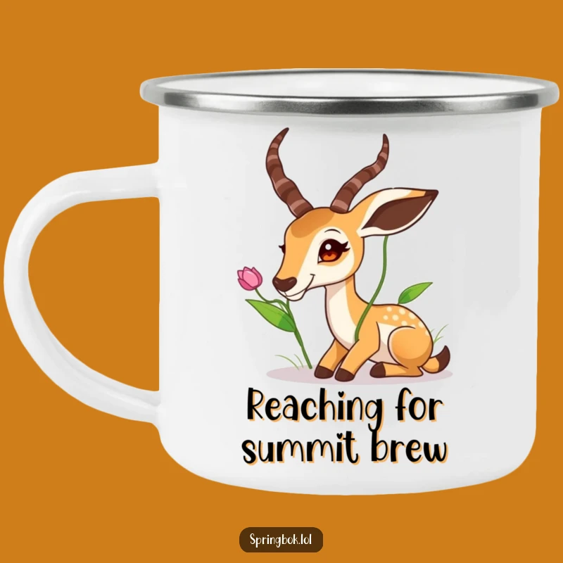 Funny Springbok Stretching High Leaf Camping Mug - Adventure Ready Humor
