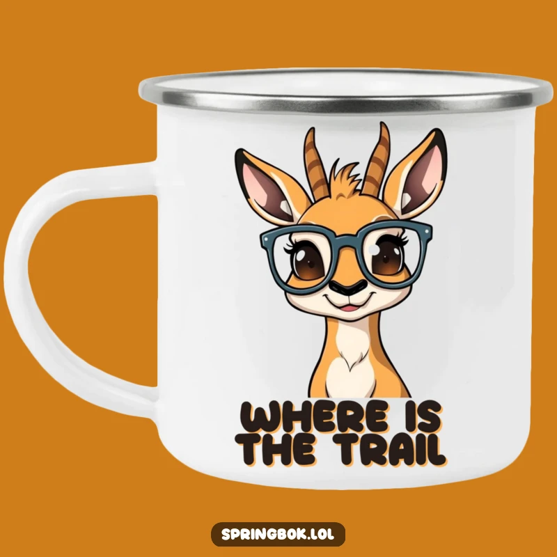 Funny Bewildered Springbok Camping Mug: Adventure With a Side of Confusion