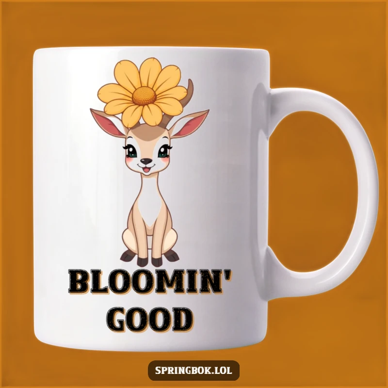 Funny Happy Antelope Mug: Flower Balance, Perfect Funny Gift