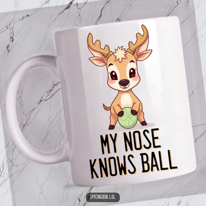 Funny Antelope Mug: A happy antelope expertly bounces a small ball with its nose, showcasing pure, unadulterated joy for a laugh.