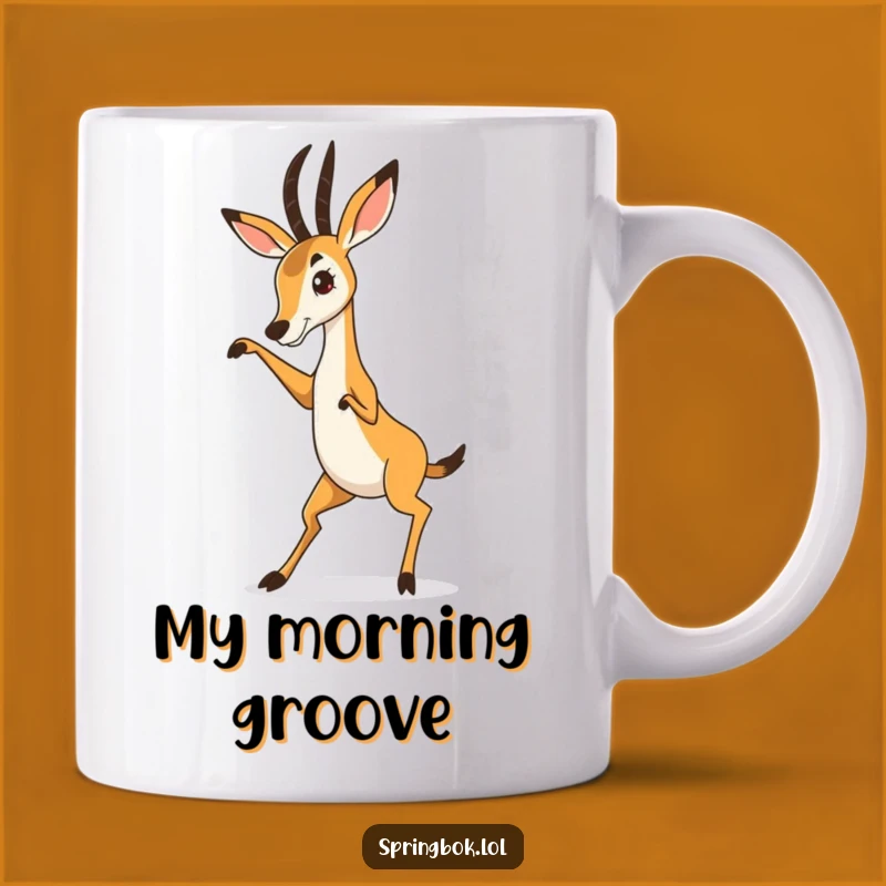 Funny Springbok Dance Mug: Hilarious Animal Art for a Jolly Good Laugh