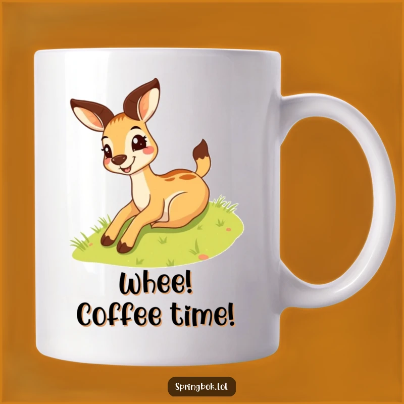 Funny Springbok Hill Slide Mug - Silly Springbok's Playful Descent Gift