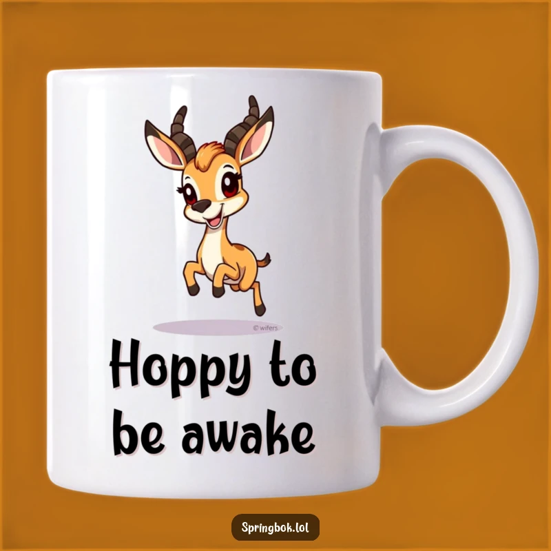 Funny Springbok Hopping Grin Mug - Joyful Animal Coffee Gift