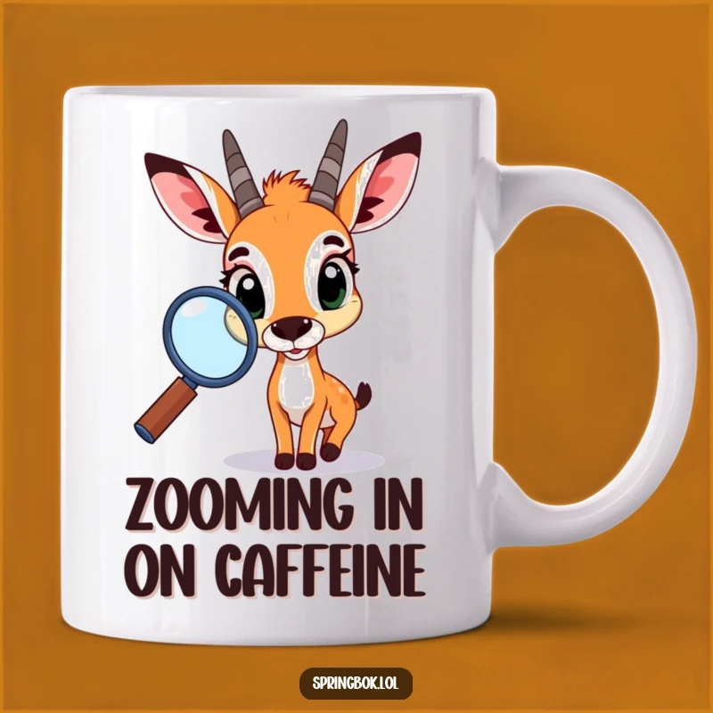 Funny Springbok Magnifying Glass Mug: A Curious Creature's Perfect Gift!