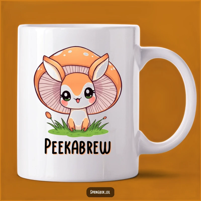 Funny Springbok Mug: Mushroom Peek-a-Boo - Whimsical Forest Gift Idea