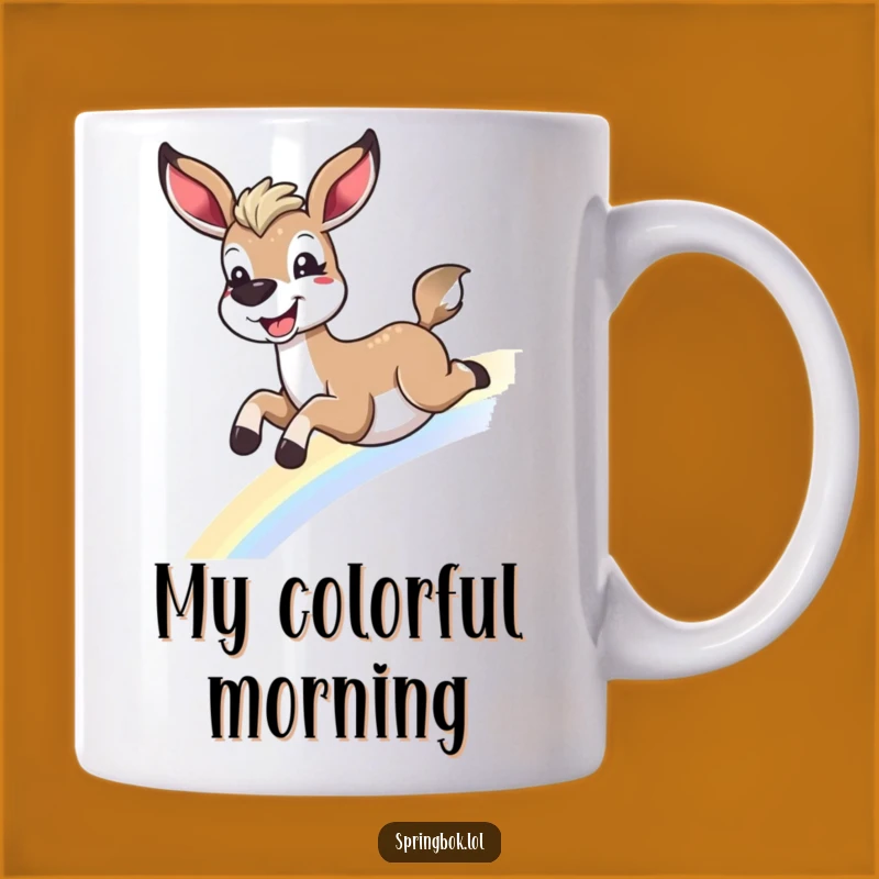 Funny Springbok Rainbow Mug - Joyful Slide Gift for Dreamers