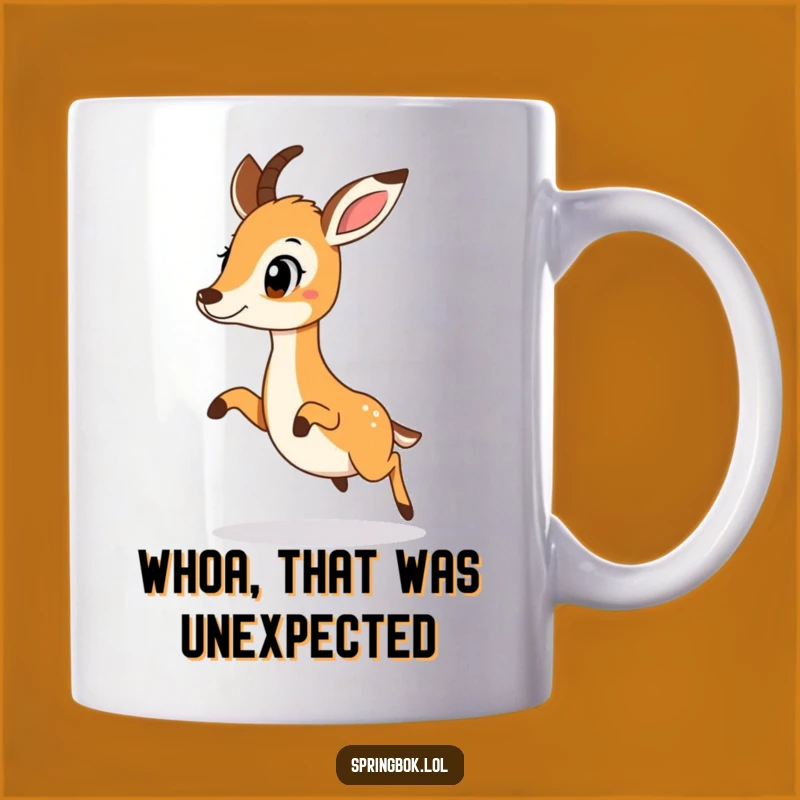 Funny Surprised Hop Springbok Mug: A Hilarious Gift for Startled Moments