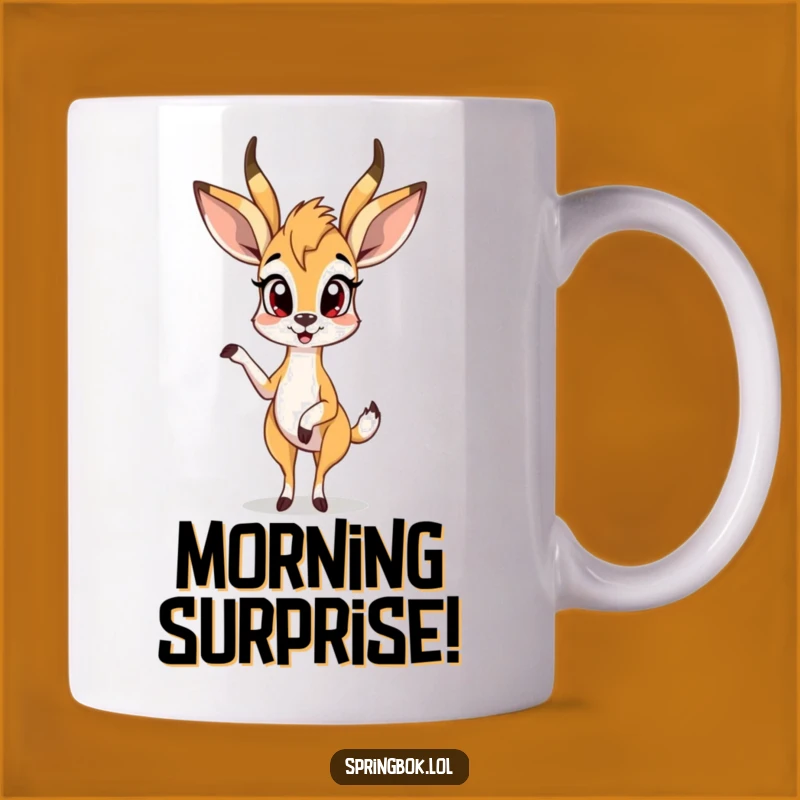 Funny Surprised Springbok Mug: Hilarious Reaction Gift for Anyone
