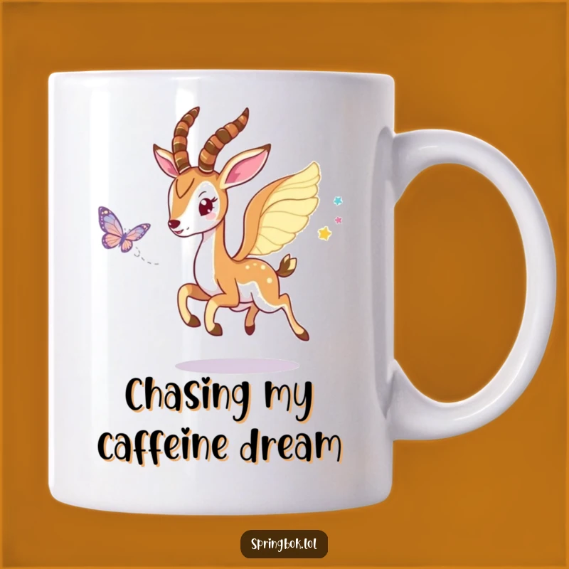Funny Winged Springbok Mug: Chase Fun with This Whimsical Gift