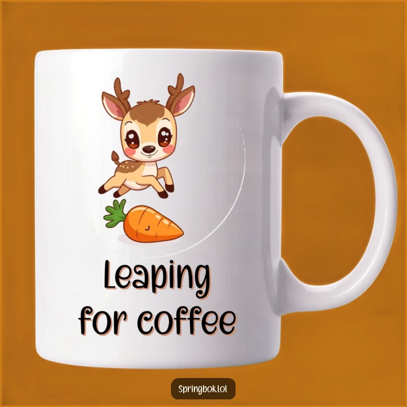 Funny Antelope & Carrot Mug: Joyful Leap Over Veggie Gift!