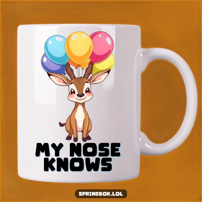 Funny Springbok Mug: Balloon Nose Balance - Proud Animal Gift Idea