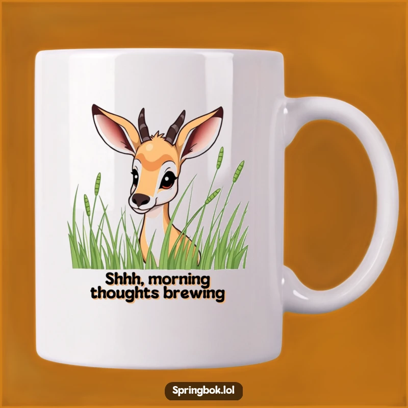 Funny Springbok Peeking Mug: Shy Grass Hideaway, Hilarious Surprise, Perfect Funny Gift!