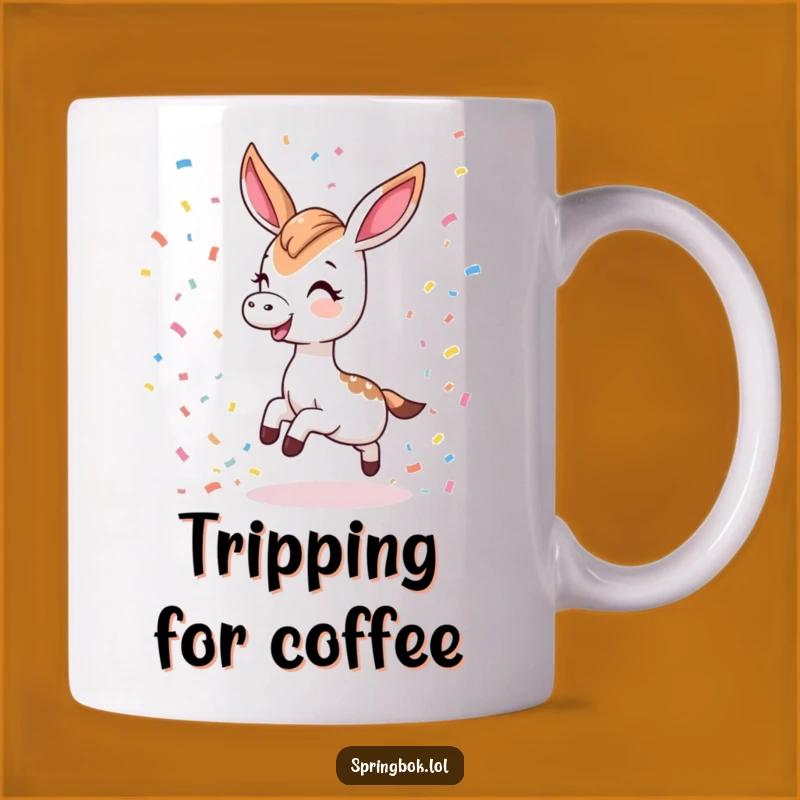 Funny Kawaii Springbok Mug: Playful Trip & Confetti Gift!