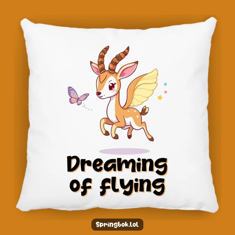 Soft Funny Winged Springbok Pillow: Dreams of Flight and Fun