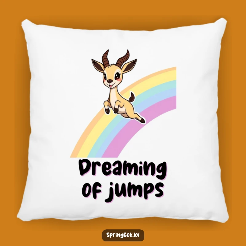 Funny Springbok Rainbow Pillow: Cozy Whimsical Cushion, Delightful Funny Gift