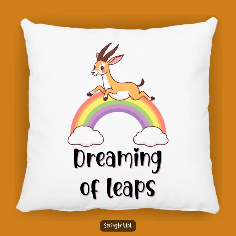Funny Springbok Rainbow Pillow: Cozy Up with Whimsical Dreamy Comfort