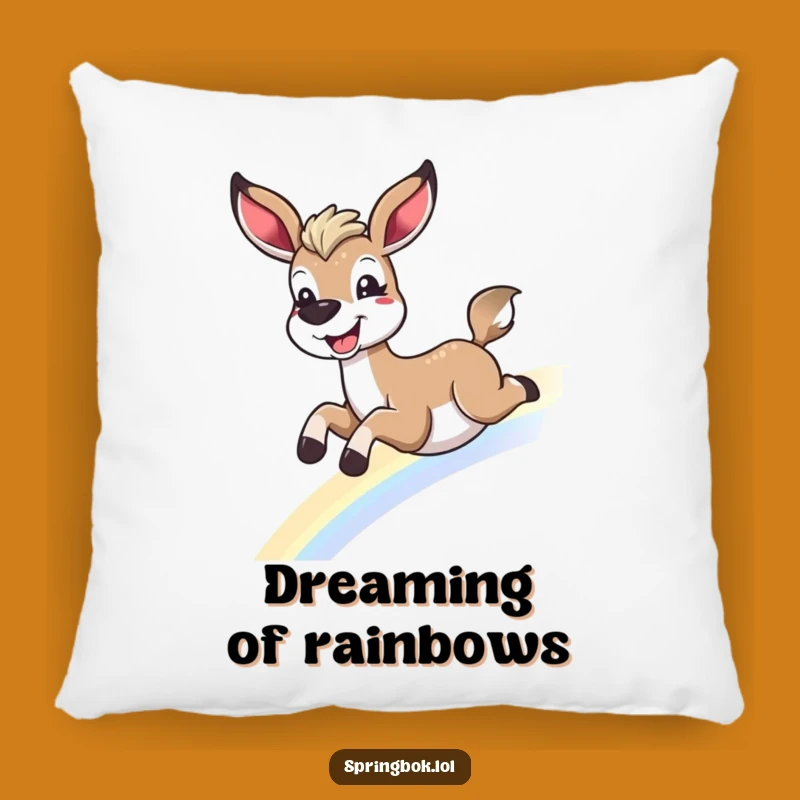 Funny Springbok Rainbow Pillow - Cozy & Whimsical Accent Gift
