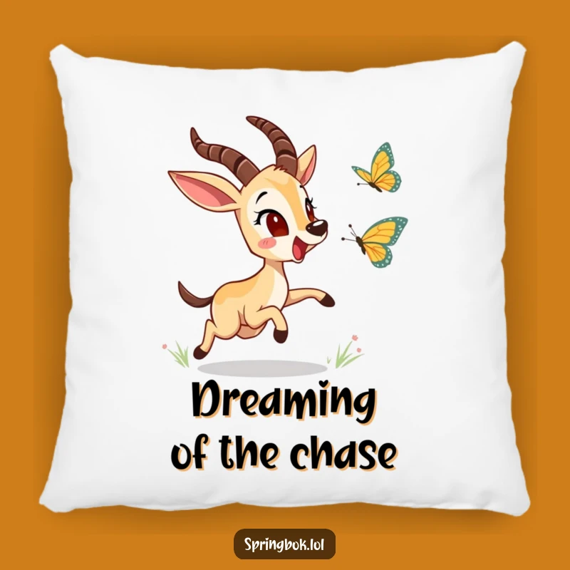 Funny Springbok Butterfly Chase Pillow: Cute & Comfy Home Accent
