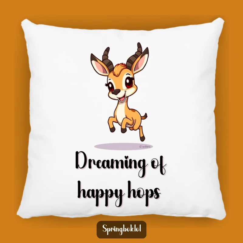 Funny Springbok Hopping Grin Pillow - Comfy Cheerful Animal Decor