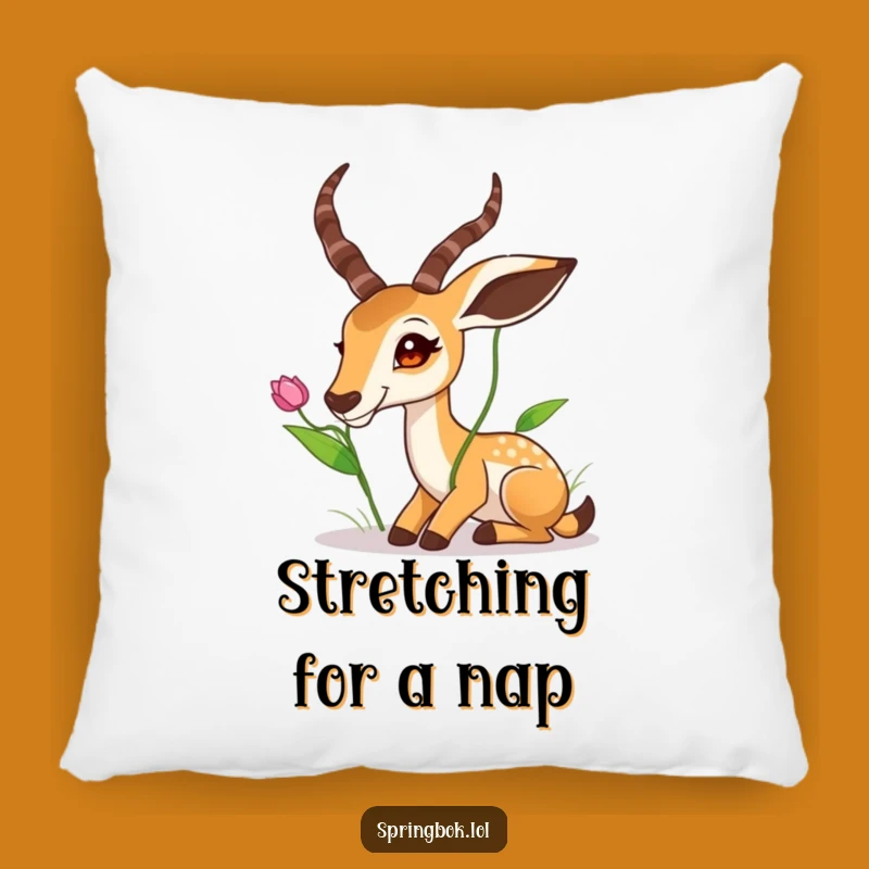 Funny Springbok Stretching High Leaf Pillow - Comfy Cute Animal Decor