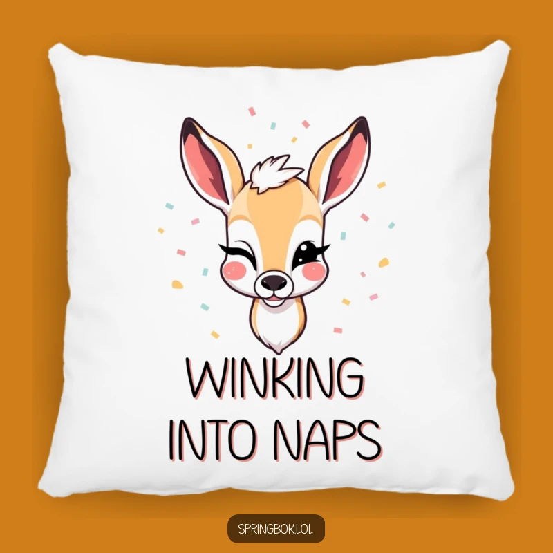 Funny Winking Springbok Pillow: Cozy Up with Festive Party Comfort