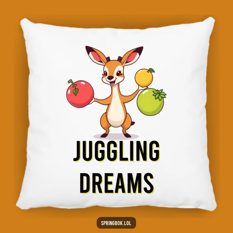 Funny Springbok Juggling Pillow: Cozy Up with Enthusiastic Vibes