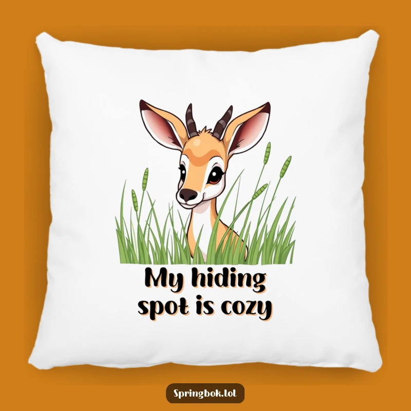 Funny Springbok Pillow: Peeking Grass Comfort, Hilarious Accent, Perfect Funny Gift!