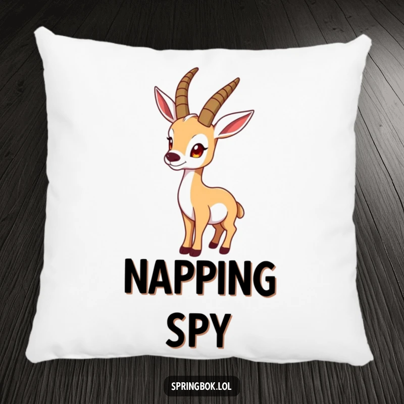 Funny springbok pillow features a springbok looking over its shoulder in a funny pose, perfect for comfortable and humorous decor.