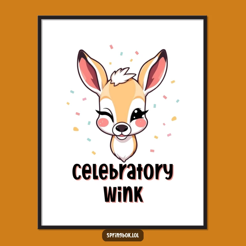 Funny Winking Springbok Digital Art: Instantly Download Festive Celebration Decor