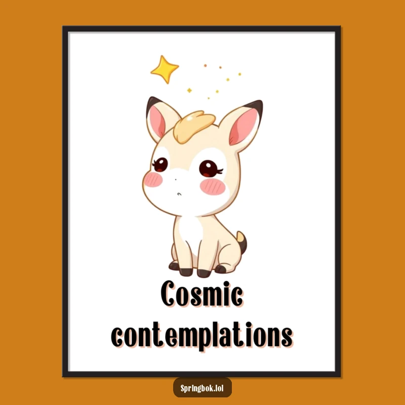 Funny Starry Sky Springbok Digital Art: Dreamy Antelope Print