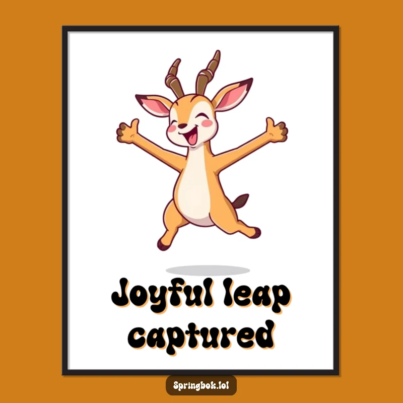 Funny Kawaii Springbok Jump Digital Art - Joyful Springbok's Energetic Download