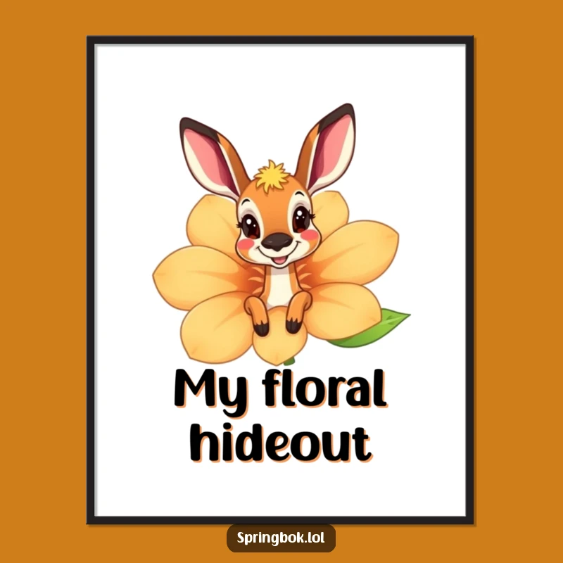 Funny Springbok Flower Peek Digital Art - Playful Springbok's Cheerful Floral Download