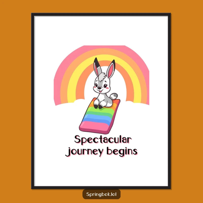 Funny Springbok Rainbow Slide Digital Art: Joyful Wall Decor!