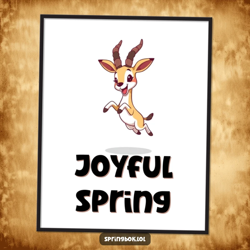 Funny springbok leaping joyfully with ears flopped forward, charming and humorous digital art
