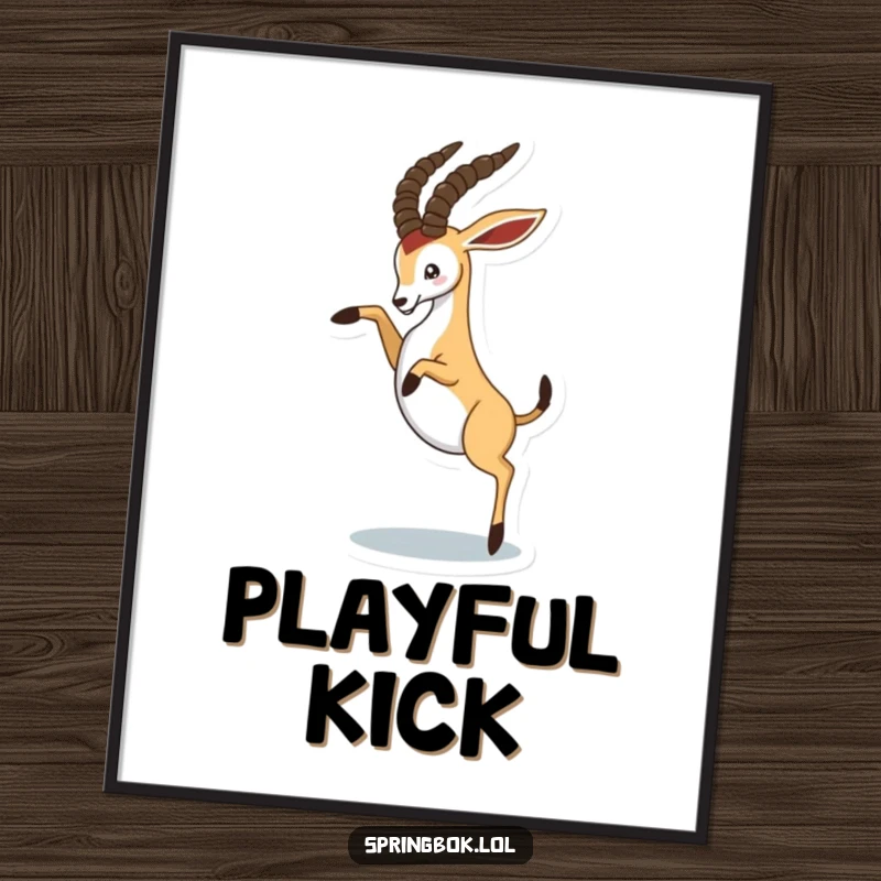 Funny springbok playfully kicking its hind legs in the air, dynamic and humorous digital art