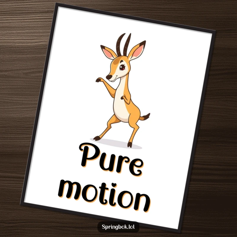 Funny Springbok Dance Digital Art Print capturing a springbok in a wildly exaggerated and comical dance, perfect for instant wall decor.