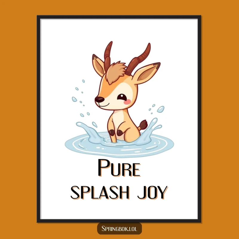 Funny Springbok Splash Digital Art: Puddle Joy Download
