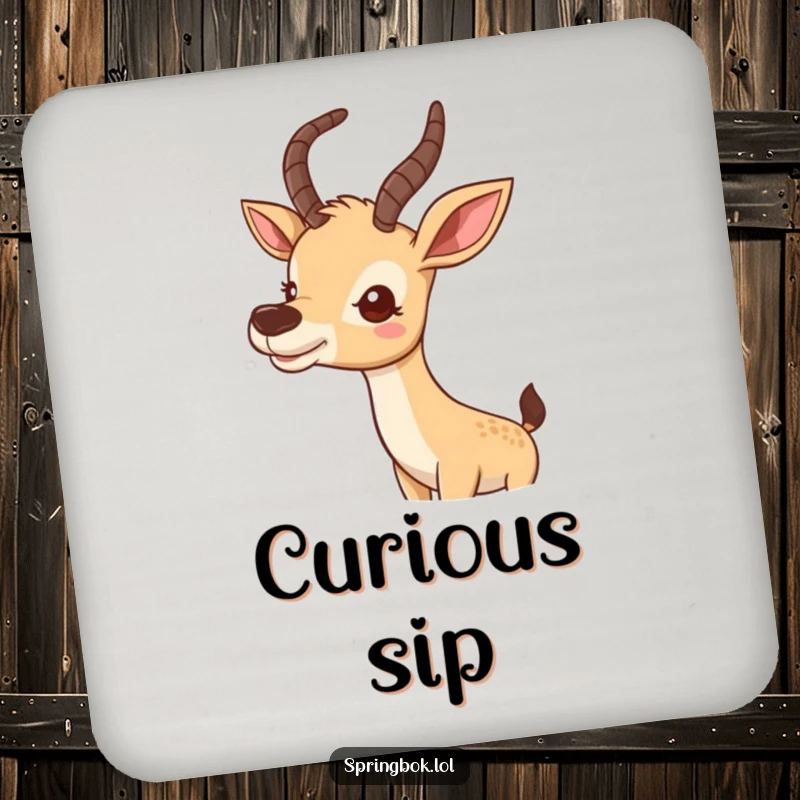 Funny coasters featuring a cute antelope wiggling its nose curiously, protecting surfaces.