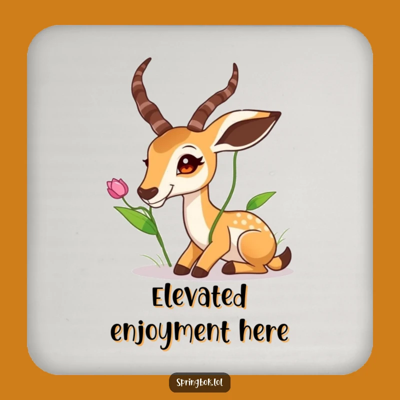 Funny Springbok Stretching High Leaf Coaster - Protect Surfaces with Humor